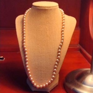 Classic Faux Pink Pearl Strand Necklace